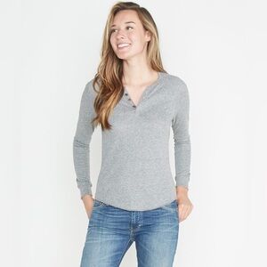 Marine Layer - Double Knit Dark Heather Gray Long Sleeve Henley Top Size XS